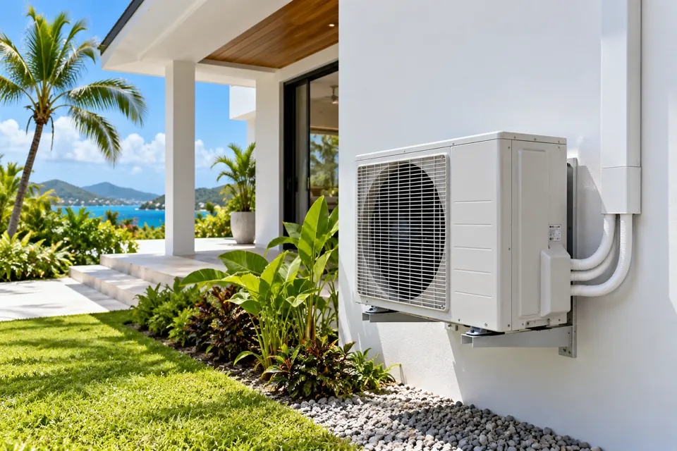 Climatisation moderne installée sur une façade contemporaine