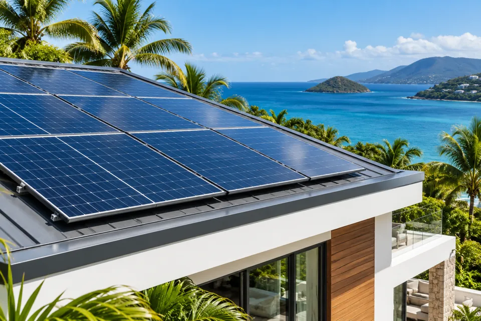 Installation photovoltaïque moderne sur une toiture